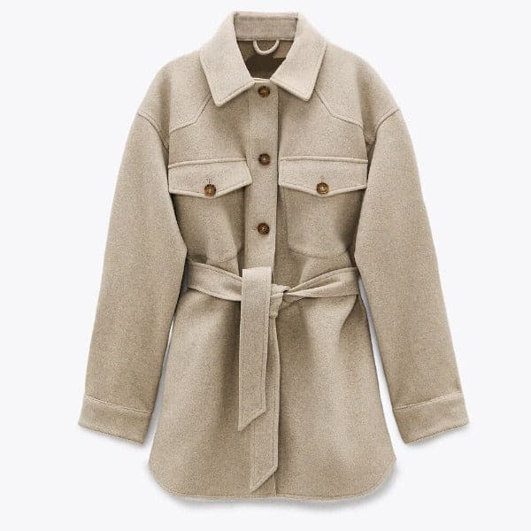 XNWMNZ Za Women Fashion With Belt Loose Woolen Jacket Coat