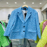 Women Blazer Leopard Printed Single Button Long Sleeve Ladies Suit Coat Fashion Loose Long Women's Suit Jacket 