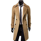 Winter Wool Jacket Men's Coat Warm Solid Jacket Double Breasted Business Casual Overcoat long cotton collar trench coat 