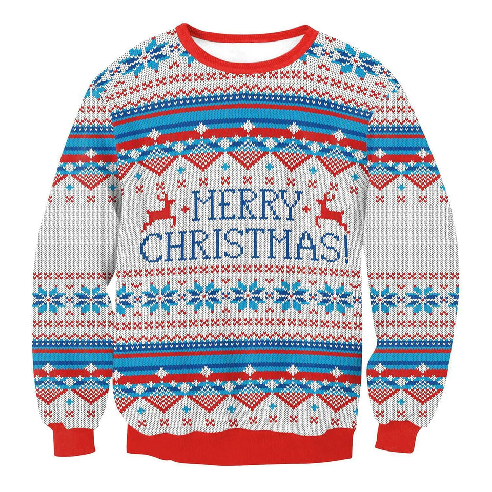 Autumn Winter Fashion Ugly Christmas Sweater Santa Elf Funny Pullover Womens Mens Print Sweaters Tops Clothing - Image #16