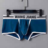 Men's cotton boxer briefs in black, blue, and white featuring breathable fabric, a supportive pouch, and a comfortable elastic waistband.
