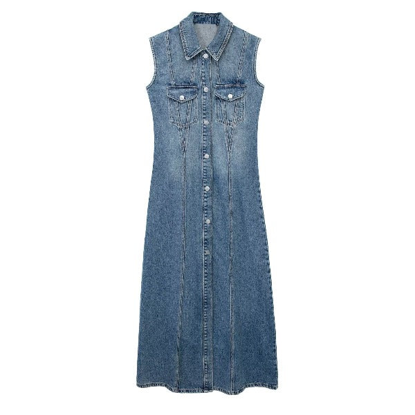 Female Sleeveless Denim Dress Media 