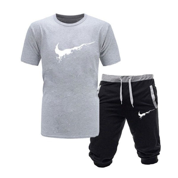 Two Pieces Sets T Shirts+Shorts Suit Men Summer Tops Tees Fashion Tshirt High Quality Men Clothing 