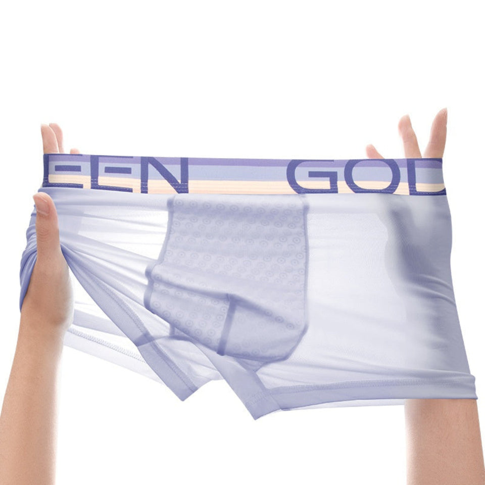 Men's breathable ice silk boxer briefs with lightweight, comfortable fit.