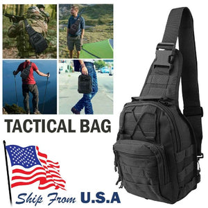 Men Backpack Tactical Sling Bag Chest Shoulder Body Molle Day Pack Pouch Black - Fashionlinko