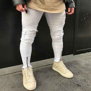 Ripped Zipper Jeans - Fashionlinko