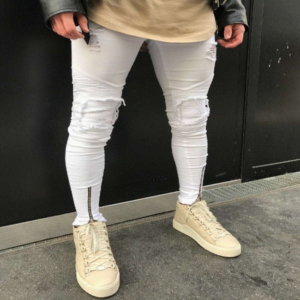 Ripped Zipper Jeans - Fashionlinko