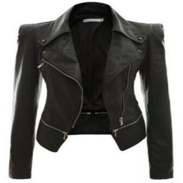 Motorcycle leather jacket jacket zipper two leather jacket - Fashionlinko.com