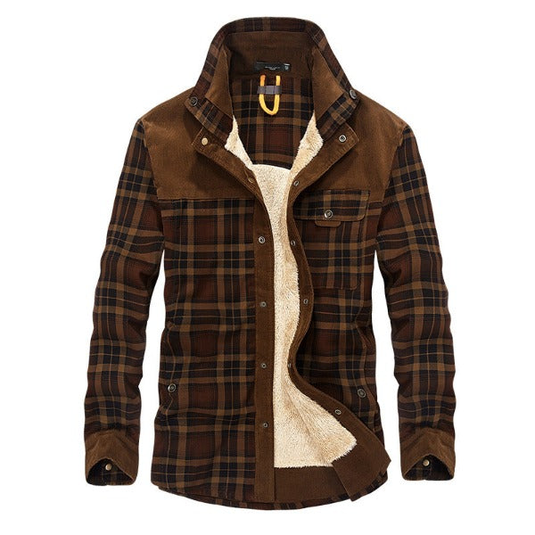 Winter Jacket Men Thicken Warm Fleece Jackets Coats Pure Cotton Plaid Jacket Military Clothes - Fashionlinko.com