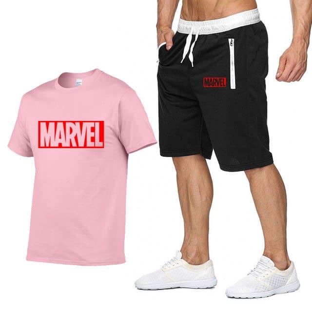 Cotton T Shirts+Shorts Men Sets Brand Clothing Two Pieces Tracksuit