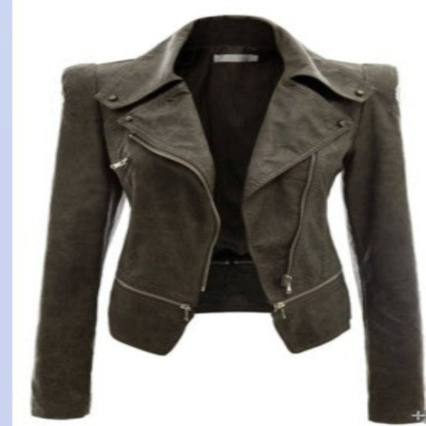 Motorcycle leather jacket jacket zipper two leather jacket - Fashionlinko.com