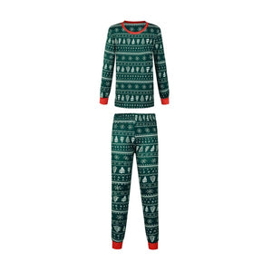 Christmas Print Contrast Color Parent-child Home Service Suit