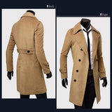 Winter Wool Jacket Men's Coat Warm Solid Jacket Double Breasted Business Casual Overcoat long cotton collar trench coat