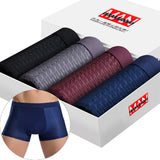 Four-pack men's boxer briefs in assorted colors.