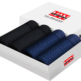 Four-pack men's boxer briefs in assorted colors.