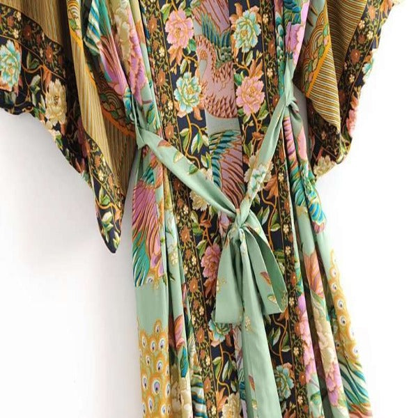 Positioning printed cardigan robe - Fashionlinko