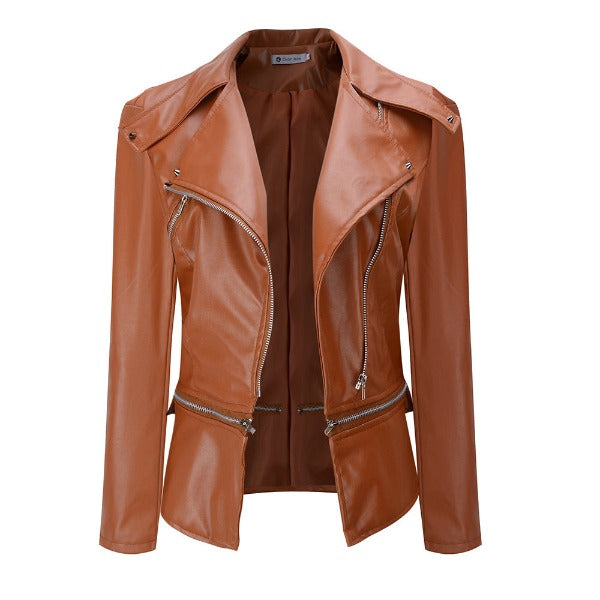 Motorcycle leather jacket jacket zipper two leather jacket - Fashionlinko.com