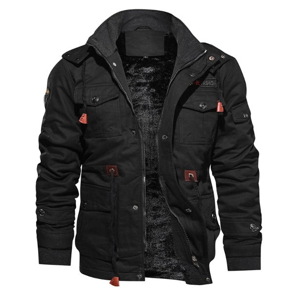 Men Winter Fleece Jacket Warm Hooded Coat Thermal Thick Outerwear Male Military Jacket fashionlinko.com