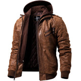 Winter Fashion Motorcycle Leather Jacket Men Slim Fit Oblique Zipper PU Jackets Autumn Mens Leather Biker Coats Warm Streetwear - Fashionlinko.com