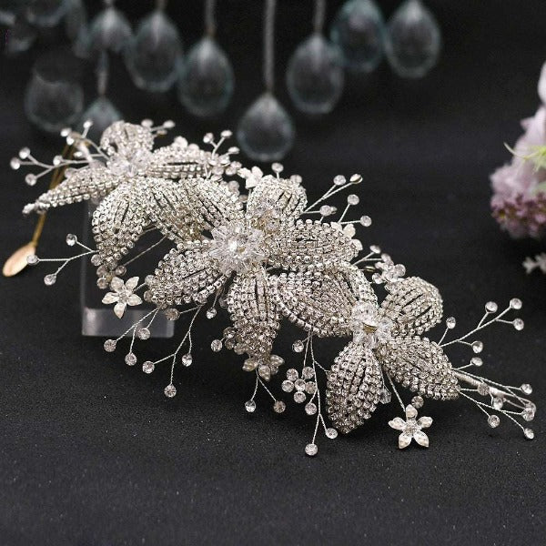 Flower Rhinestone Hair Accessories Bridal Wedding Hair Band - Fashionlinko