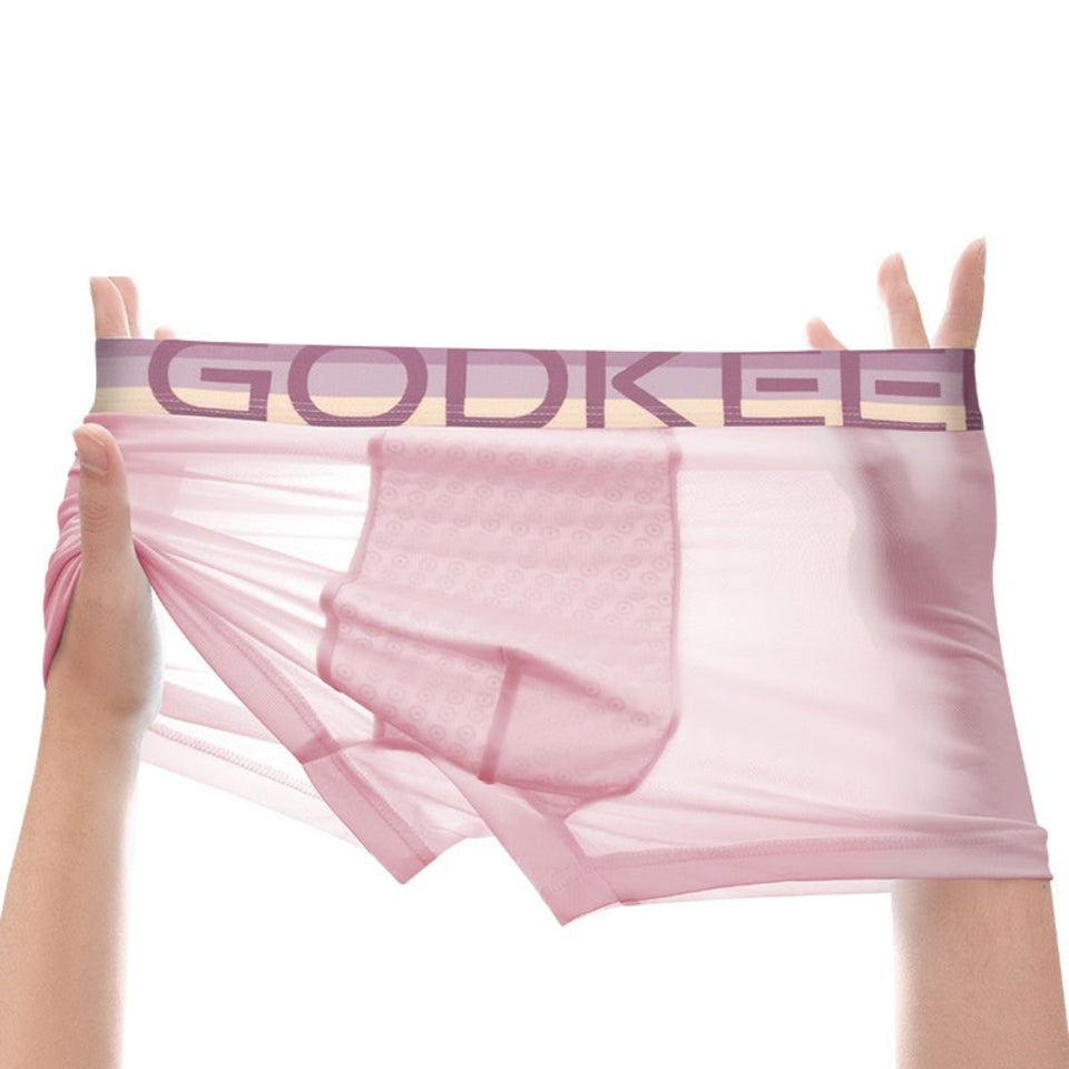Men's breathable ice silk boxer briefs with lightweight, comfortable fit.