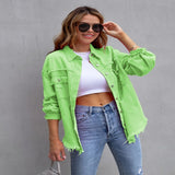 Fashion Ripped Shirt Jacket Female Autumn And Spring Casual Tops Womens Clothing fashionlinko.com