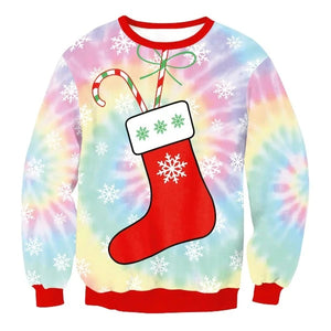 Autumn Winter Fashion Ugly Christmas Sweater Santa Elf Funny Pullover Womens Mens Print Sweaters Tops Clothing - Image #6