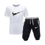 Two Pieces Sets T Shirts+Shorts Suit Men Summer Tops Tees Fashion Tshirt High Quality Men Clothing