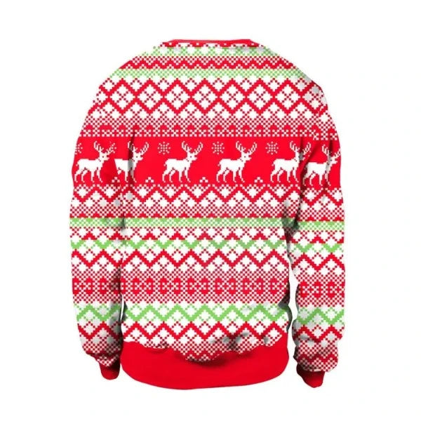 Autumn Winter Fashion Ugly Christmas Sweater Santa Elf Funny Pullover Womens Mens Print Sweaters Tops Clothing - Image #2