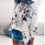 New Round Neck Print Fashion Zipper Jacket Coat for Women