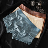 Men's ice silk seamless boxer briefs in multiple colors with breathable stretch fabric and comfortable mid-rise fit.