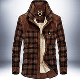 Winter Jacket Men Thicken Warm Fleece Jackets Coats Pure Cotton Plaid Jacket Military Clothes - Fashionlinko.com