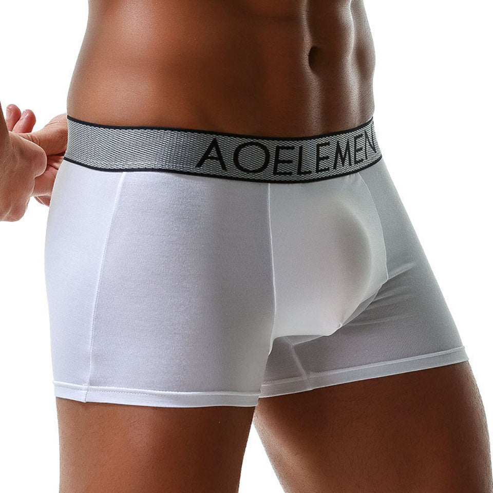 Men's supportive boxer briefs with ergonomic design.