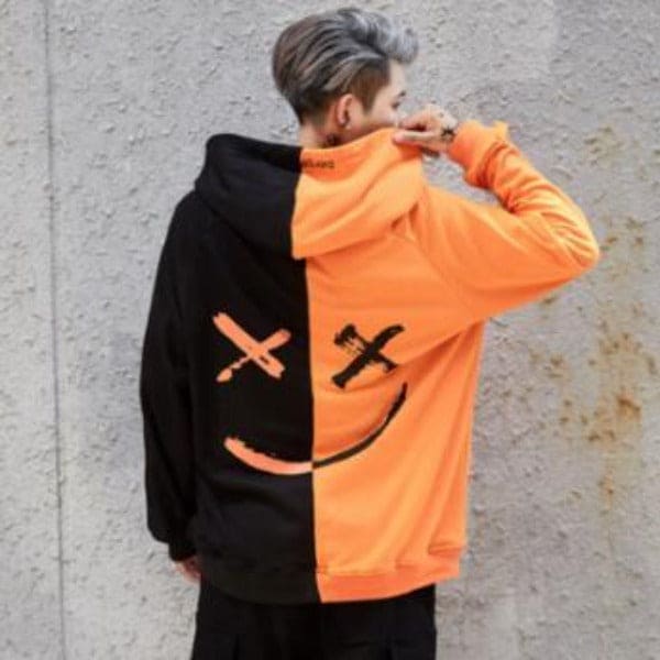 Suppliers Usa Men Hoodies Sweatshirts Smile Print Headwear Hoodie Hip Hop Streetwear Clothing Media 