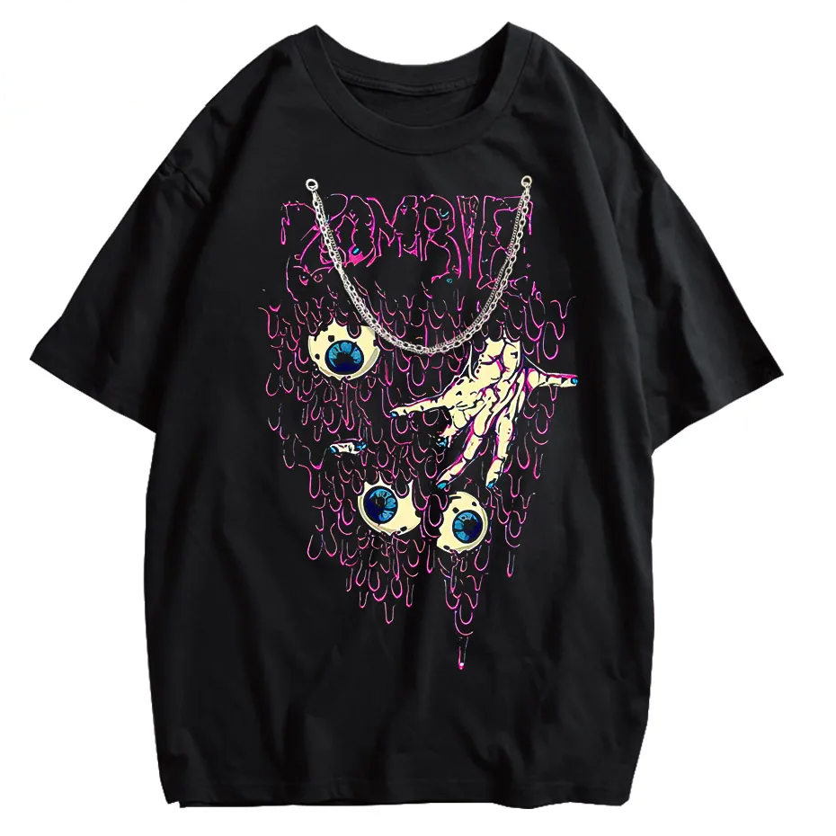 Zombie Horror Gothic Washed Cotton Oversized T-Shirt