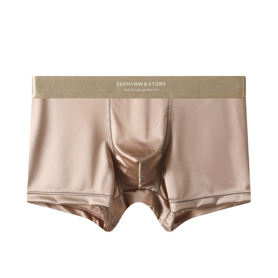 Men's ice silk seamless boxer briefs in multiple colors with breathable stretch fabric and comfortable mid-rise fit.