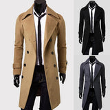 Winter Wool Jacket Men's Coat Warm Solid Jacket Double Breasted Business Casual Overcoat long cotton collar trench coat 