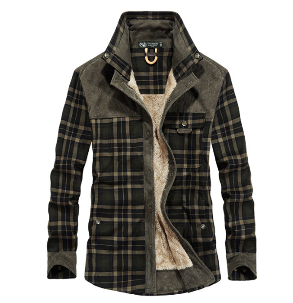 Winter Jacket Men Thicken Warm Fleece Jackets Coats Pure Cotton Plaid Jacket Military Clothes - Fashionlinko.com