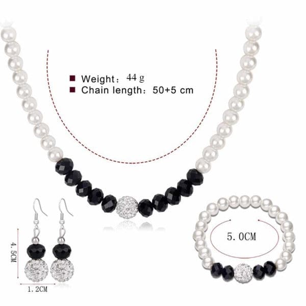 Simulated Pearl Jewelry Sets Party Pearl Earrings Necklace Bracelet Set Woman Earings Fashion Jewelry African Beads Jewelry Sets 