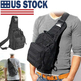 Men Backpack Tactical Sling Bag Chest Shoulder Body Molle Day Pack Pouch Black - Fashionlinko