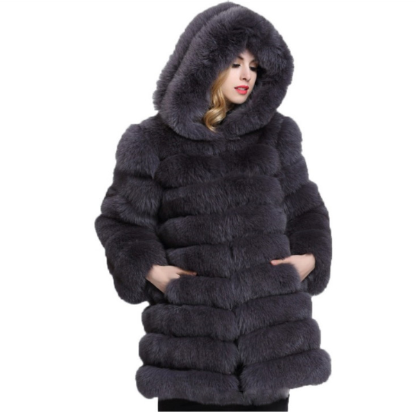 Hoodie plush faux fur coat women fur winter woman coat Plus size thick long warm coat outerwear overcoat Media 