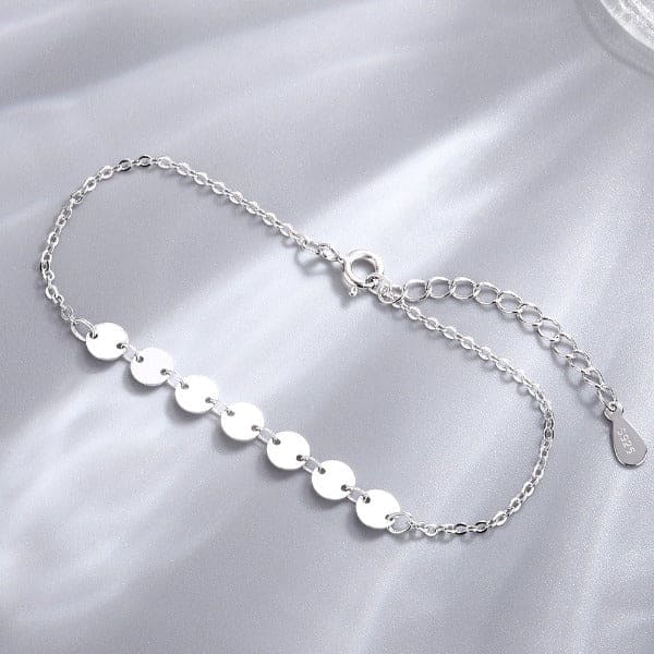 Ins Style Minority Temperament Jewelry S925 Sterling Silver Wafer Bracelet Korean Simple Round Brand Personalized Hand Jewelry Women's Jewelry