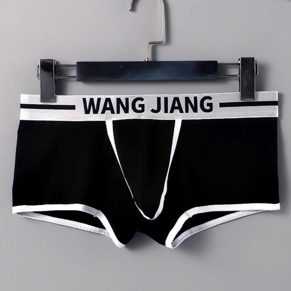 Men's cotton boxer briefs in black, blue, and white featuring breathable fabric, a supportive pouch, and a comfortable elastic waistband.
