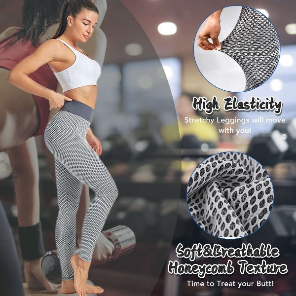 TIK Tok Leggings Women Butt Lifting Workout Tights Plus Size Sports High Waist Yoga Pants Light Grey - Fashionlinko