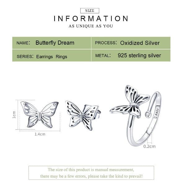 925 Sterling Silver Butterfly Rings
