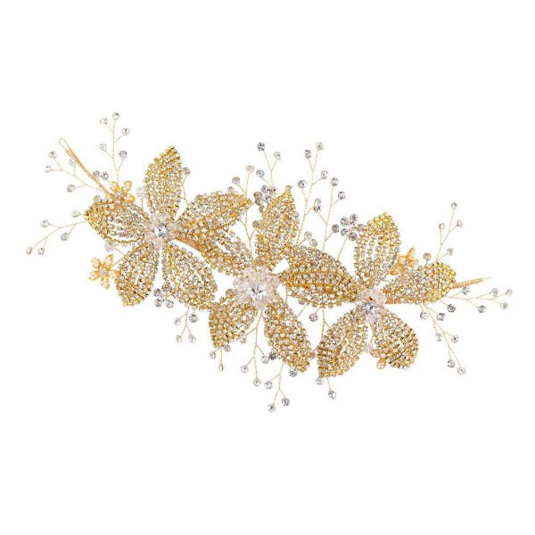 Flower Rhinestone Hair Accessories Bridal Wedding Hair Band - Fashionlinko