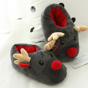 Christmas Shoes Cute Elk Home Slippers - Fashionlinko