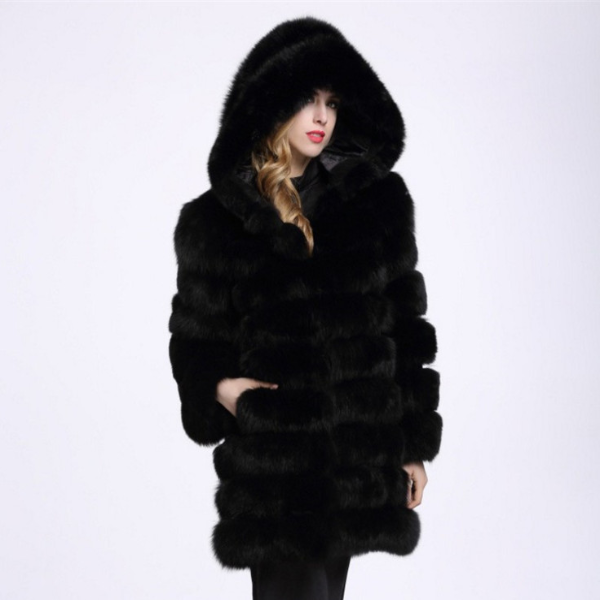 Hoodie plush faux fur coat women fur winter woman coat Plus size thick long warm coat outerwear overcoat Media 