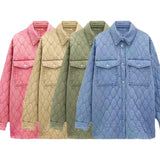 Women's Shirt Jackets Khaki Denim Coat Winter Warm Outwear Solid Long Sleeve Top Button Jackets Loose Casual Woman Jacket 