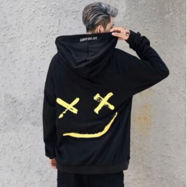 Suppliers Usa Men Hoodies Sweatshirts Smile Print Headwear Hoodie Hip Hop Streetwear Clothing Media 